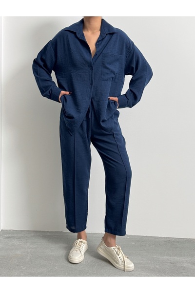 BEJNA Női Oversize vászon ing nadrág alsó felső szett