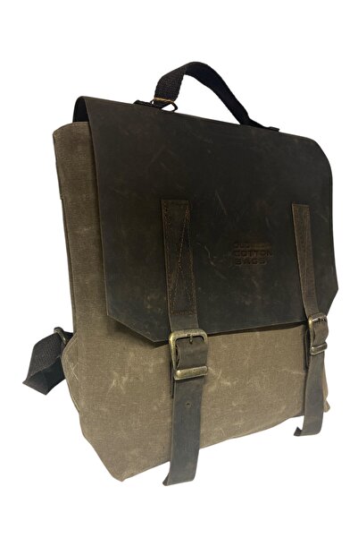 Old Cotton Vintage Kanvas Su Geçirmez Design Unisex Laptop Bölmeli Gezi Okul Seyahat Kamp Sırt Çantası 29x35cm