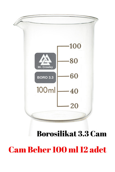 Mr. Crowley Cam Beher 100 ml 12 adet Kısa Form Isıya Dayanıklı