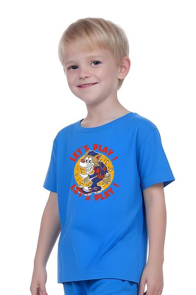 panios kids Set de capri și tricou pentru băiat cu imprimeu Let's Play