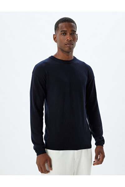 Koton Strickpullover mit Rundhalsausschnitt Basic Viskose