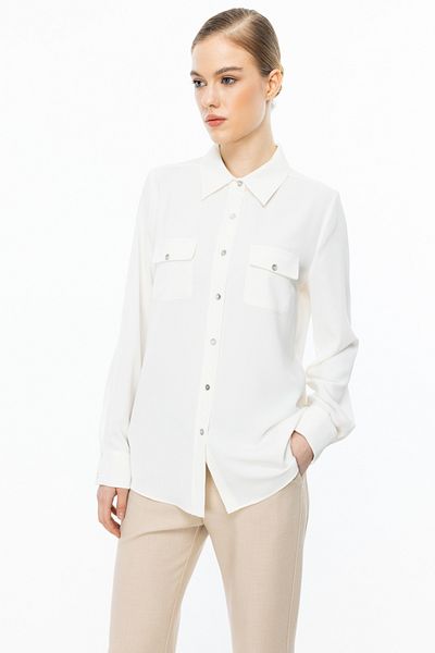 Ekol Double Flap Pocket Button Blouse