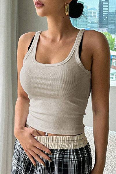 MADALİNA Kadın Bej Geniş Askılı Atlet