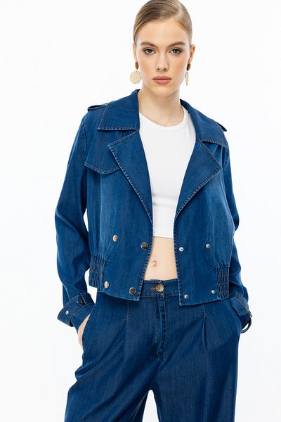 Ekol Elastic Waist Crop Coat