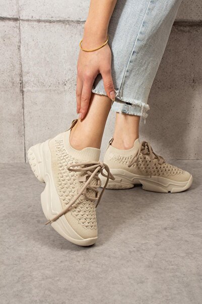 ShoeTek Lorda Bej Жіночі кросівки - Спортивні кросівки з шнурівкою