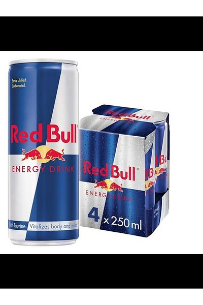 Red Bull Redbull Energy Drink, 250 ML, Energy Boost, Enhanced Focus, Pack of 4 Pieces
