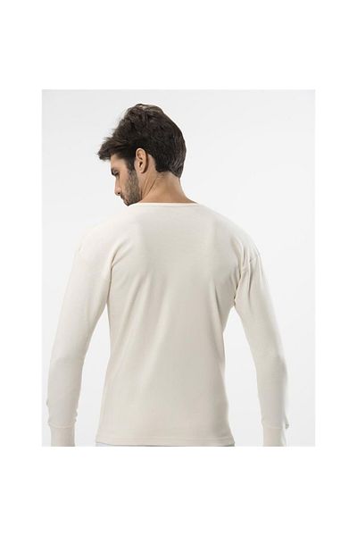 TÜREN 116 Interlock O Neck Long Sleeve Men's Undershirt - Cream