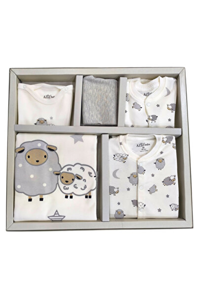 Aziz Bebe Cute Lamb Patterned 10-Piece Baby Hospital Discharge Bodysuit Set