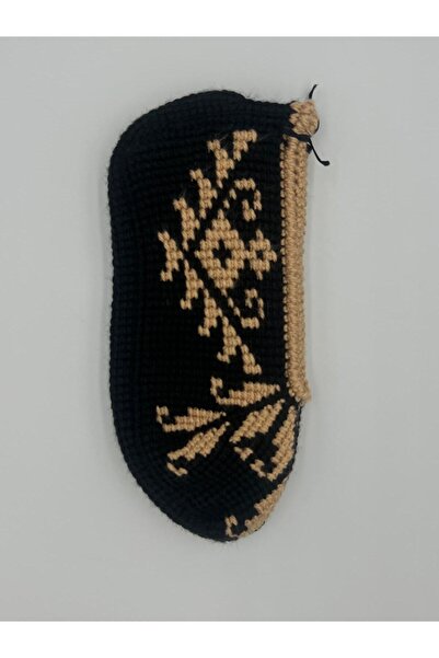 Şatilli Handmade Patik Tunus işi patik el örgüsü patik siyah bronz desenli el emeği patik çeyizlik patik
