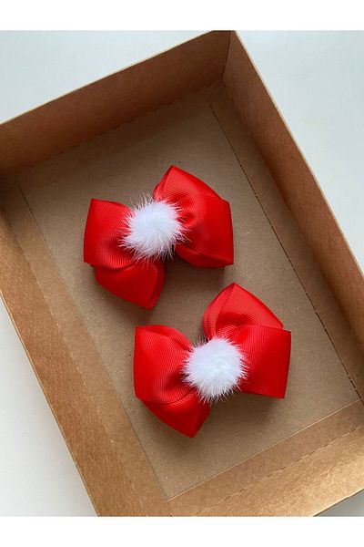 Stil Tasarım Toka Set of 2 Red Pompom Buckles