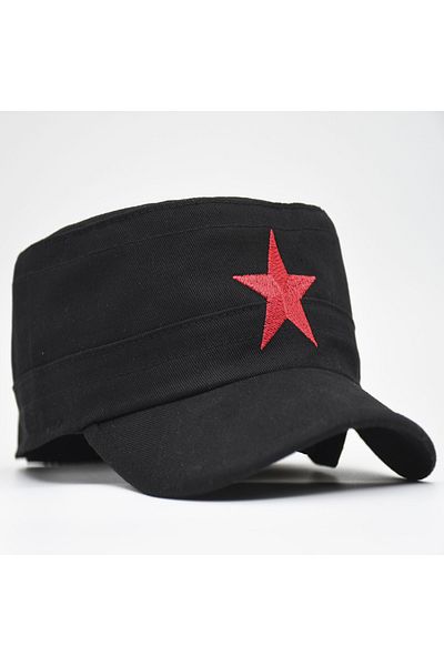 şapkadan Summer Men's Hat Kastro Hat Star Embroidered Black