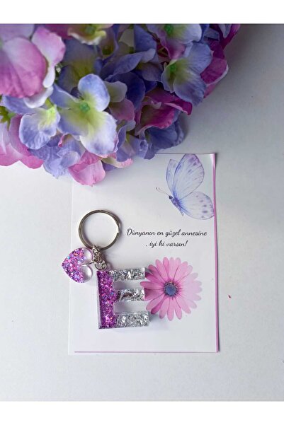 demirbasavm سلسلة مفاتيح إيبوكسي مصنوعة يدويًا مخصصة لعيد الأم