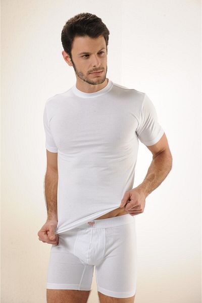 Hmd 602 Pack of 6 100% Cotton Single Jersey Closed Collar Men's Undershirt - White