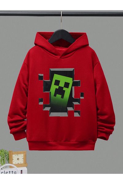 Laches Суитшърт с качулка и щампа Creeper за момче - повдигнати 2 нишки