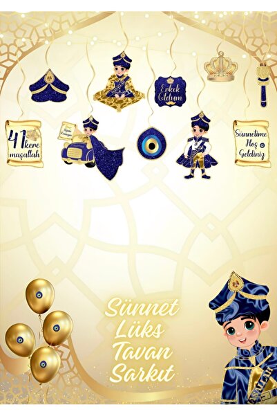 Deniz Party Store Sünnet Lüks Tavan Sarkıt Süs 10 lu Lacivert gold