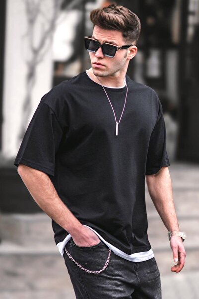 Madmext Ανδρικό μαύρο μπλουζάκι Oversize 4978