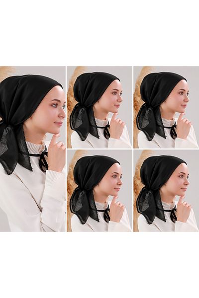 Melodi Scarf Hijab Women's Inner Hijab Set of 5 - 100% Cotton Black