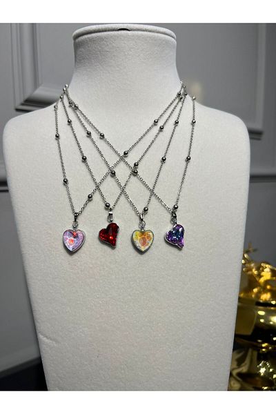 Store 4 Colorful Heart Necklaces