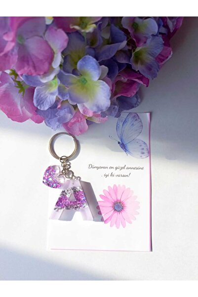 demirbasavm سلسلة مفاتيح إيبكسي مصنوعة يدويًا مخصصة لعيد الأم