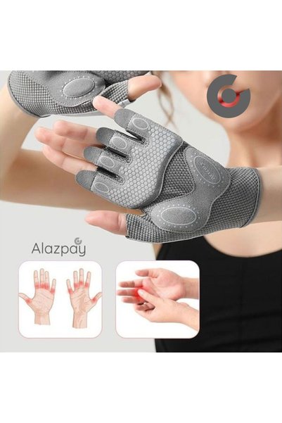 Alazpay Anti-Sweat Half Finger Fitness Yoga Pilates Cycling Palm Non-Slip Silicone Sports Gloves
