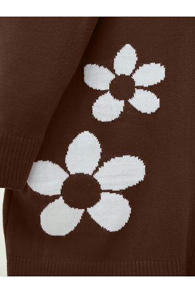 Modamorfo Daisy Patterned Buttoned Cardigan - Brown