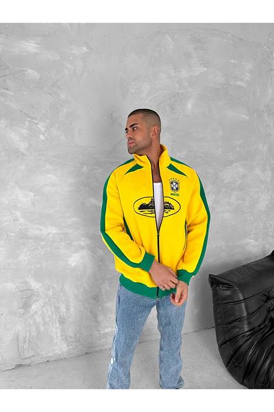 ozcelf Brasil 3 Thread Embroidered Oversize Cardigan