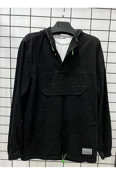 KUN SPORTSWEAR Удобно дънково яке тип кенгуру - стандартна кройка с връзки и качулка