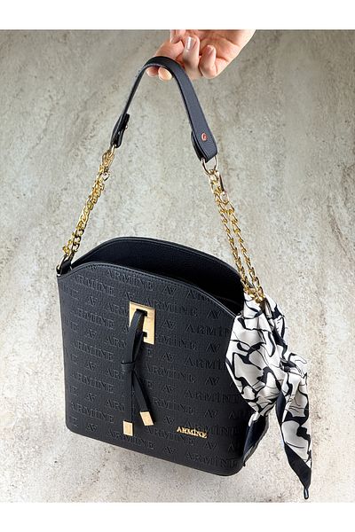 Armine Gold Chain Detailed Shoulder Bag + Scarf Gift