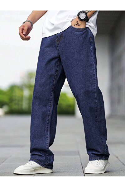 Cuqq Denim Muške tamnoplave široke farmerke – Oversize kroj Udobne kroj, širo...