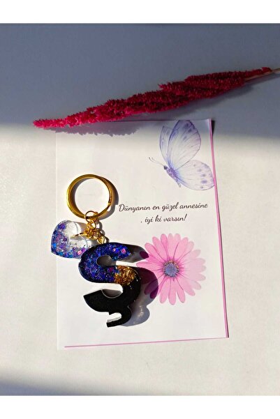 demirbasavm سلسلة مفاتيح إيبكسي مصنوعة يدويًا مخصصة لعيد الأم