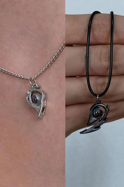 İYİ MODA 2 Pieces I Love You in 100 Languages Magnetic Heart Lover Couple Necklace