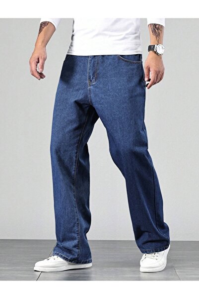Cuqq Denim Erkek Lacivert Denim Jeans Kot Baggy Pantolon