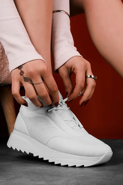 Lal Shoes & Bags Pantofi sport cu șireturi Bruno din piele naturală pentru femei-alb