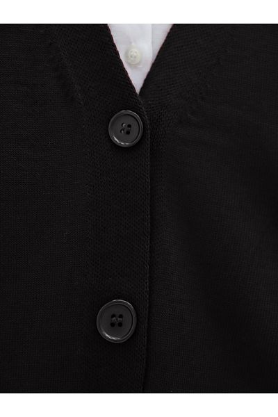 Modamorfo Daisy Patterned Buttoned Cardigan - Black