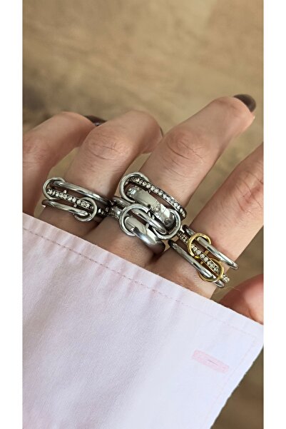 Opia JEWELRY - Çift Renk Sarmal Model Çelik Yüzük [İşaret Parmaktaki Ürün]