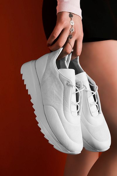 Lal Shoes & Bags Pantofi sport cu șireturi Bruno din piele naturală pentru femei-alb