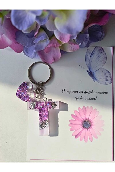 demirbasavm سلسلة مفاتيح إيبكسي مصنوعة يدويًا مخصصة لعيد الأم