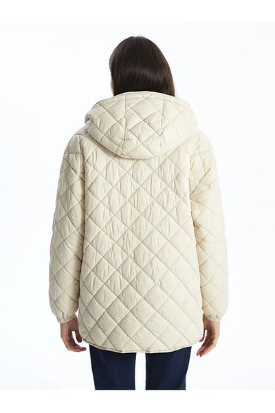 LC Waikiki Lcwaikiki Classic Beige Oversize Quilted Women's down Jacket - Hooded, t t
