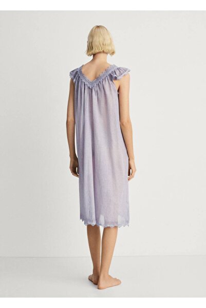 MANGO Woman Pamuk overdyed dantel gecelik
