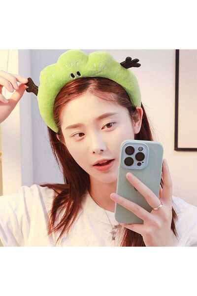 REBORN DESIGN Nakış İşlemeli Bulut Figürlü Tüylü Pofuduk Yeşil Renk Taç