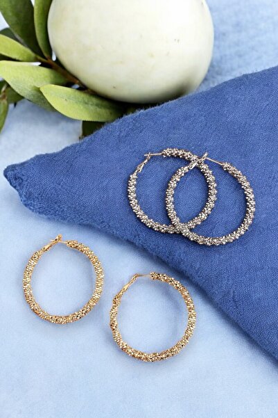 MUTENA Brass Plated Silver Cutout Hoop Dorica Earrings