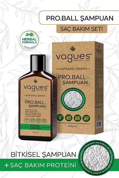 Vagues Premium Care Pro.Ball Hair Protein Herbal Shampoo Kit Repairing Nourishing Strengthening Moist and Shiny Hair