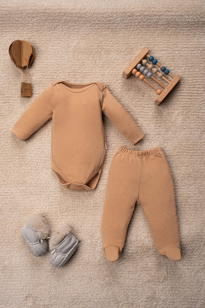 Mai Perla Geyik Desenli Alt Üst 6 Parça 3'lü Set Bebek Takımı