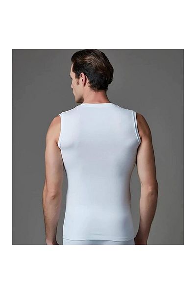 Eros Ers006 Compact Men's V-Neck Tank Top Sleeveless Men's T-Shirt (Pack of Two) - White