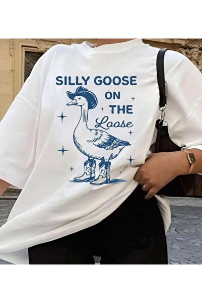 TRENDPUNKY تي شيرت مطبوع باللون الأبيض