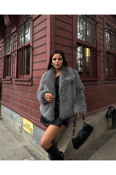 Lady Pixie Λούτρινο Crop Top - Μακρύ γιακά σάλι