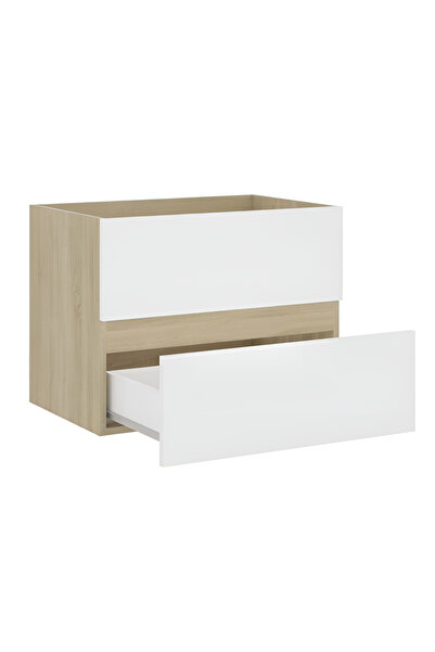 KRM HOME Suntalam alt bölümü çekmeceli lavabo dolabı(BEYAZ-MEŞE)(LAVABOSUZ)