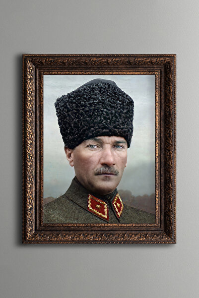 epiqart Atatürk Portresi - Vintage Desenli Çerçeve