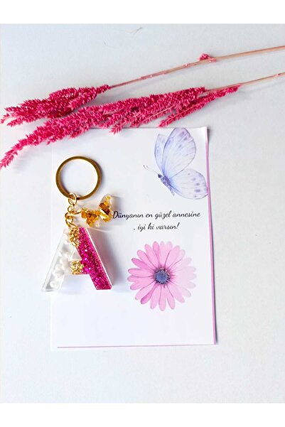 demirbasavm سلسلة مفاتيح إيبكسي مصنوعة يدويًا مخصصة لعيد الأم