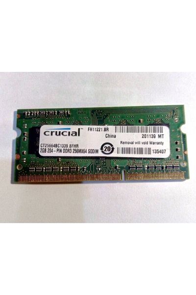 KYNC Ct25664Bc1339.M8Fd Crucial 2Gb Pc3-10600 Ddr3-1333Mhz Cl9 204-Pin Sodimm Notebook Ram Memory
